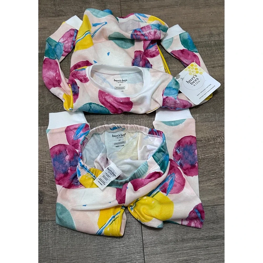 Burt's Bees Kids Organic Cotton Pajamas 3T Snug Fit Space Planet Watercolor Set